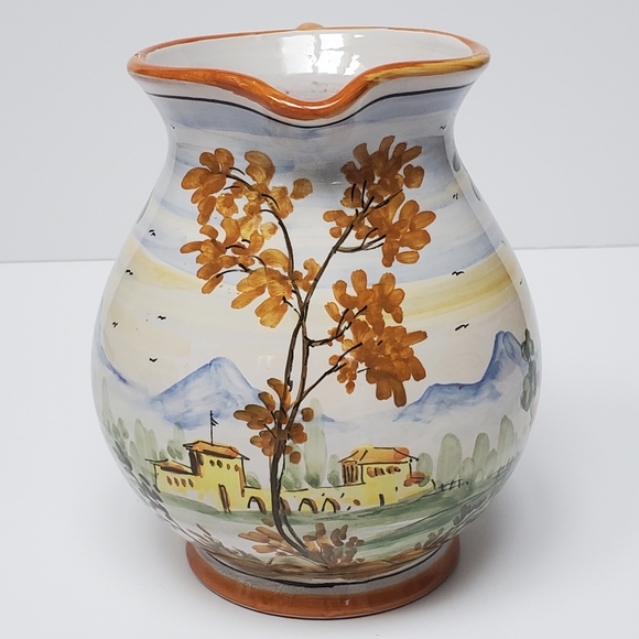 Italian Pottery Pitcher Handpainted Signed Made in Italy - Picture 3 of 10